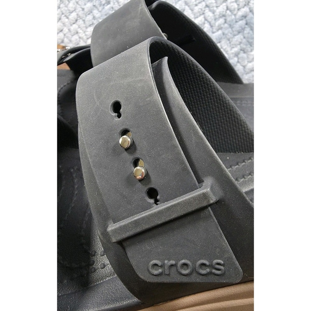 Crocs Womens Brooklyn Buckle Navy Lite Ride Wedge Slide Sandals Size 9 Dbl Strap - Picture 13 of 13